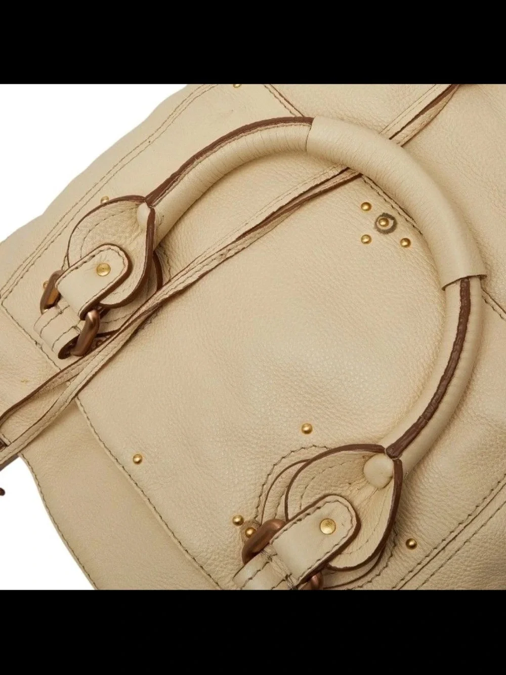 Chloe Cream Leather Tote with Gold Hardware